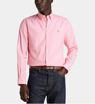 Chemise custom fit coton oxford à rayures - Polo Ralph Lauren - Rose et blanc