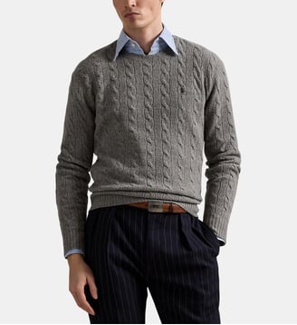 Pull torsadé en laine et cachemire - Polo Ralph Lauren - Gris souris