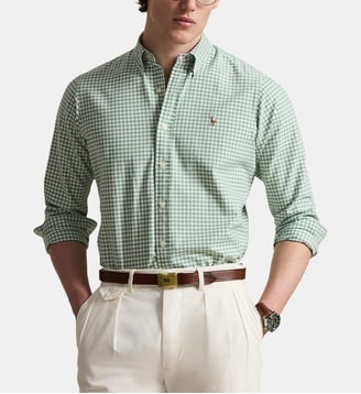 Chemise slim imprimé Vichy coton - Polo Ralph Lauren - Blanc et vert clair
