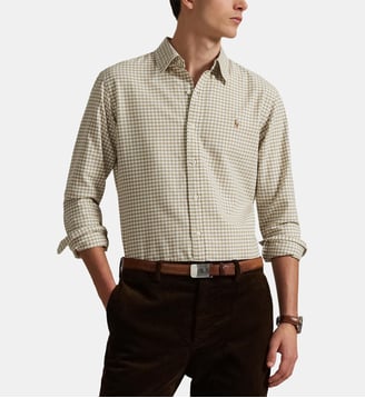 Chemise slim imprimé Vichy coton - Polo Ralph Lauren - Beige blanc