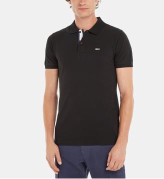 Polo droit coton organique piqué - Tommy Hilfiger - Noir