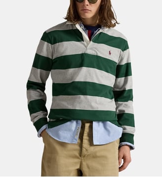 Polo droit Rugby à rayures coton - Polo Ralph Lauren - Beige et vert