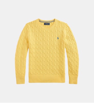 Pull droit maille torsadée en coton - Polo Ralph Lauren - Jaune