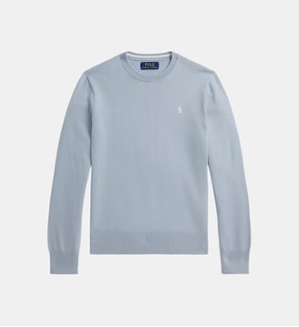 Pull droit pony brodé coton - Polo Ralph Lauren - Bleu clair