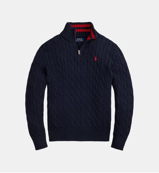 Pull droit maille torsadée - Polo Ralph Lauren - Marine