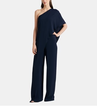 Combinaison pantalon asymétrique one shoulder April fluide - Lauren Ralph Lauren - Bleu marine