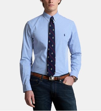 Chemise slim fit à rayures en coton signature - Polo Ralph Lauren - Bleu et blanc
