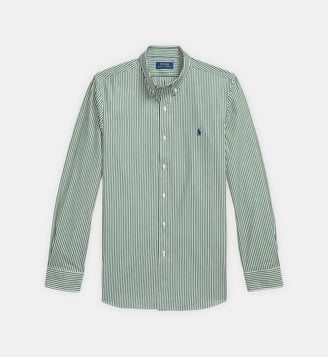 Chemise slim fit à rayures en coton signature - Polo Ralph Lauren - Blanc et vert foncé