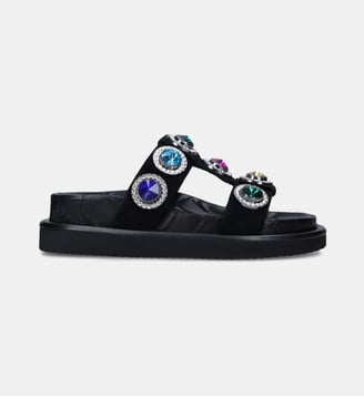 Sandales plates Orson à détails bijoux - Kurt Geiger London - Noir et multicolore