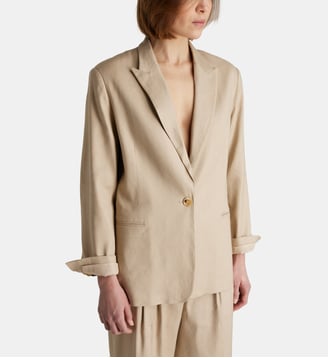 Veste Paul 1 bouton lin mélangé - Galeries Lafayette - Beige