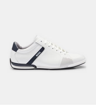 Baskets basses signature en cuir - BOSS - Blanc