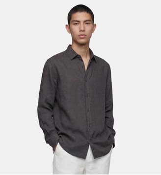 Chemise droite Rilin en lin européen™ - Galeries Lafayette - Noir
