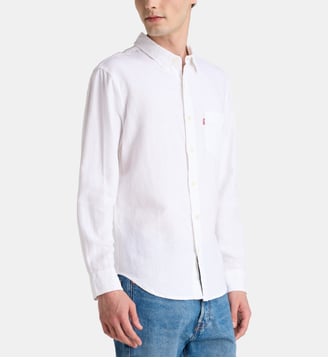 Chemise droite signature lin et coton - Levi's - Blanc