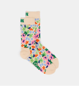 Chaussettes classiques florales - Happy Socks - Beige