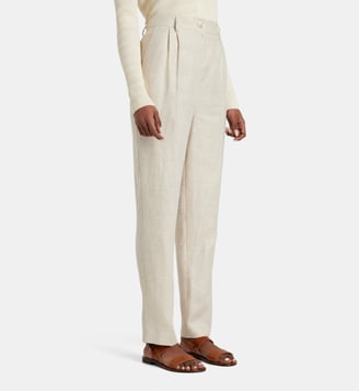 Pantalon à pinces Jemini Raw lin - Jodhpur - Beige moyen