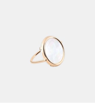 Bague en or rose et nacre blanche - Ginette Ny - Blanc