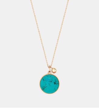 Chaine en or rose - Disque en turquoise - Ginette Ny - Turquoise et or