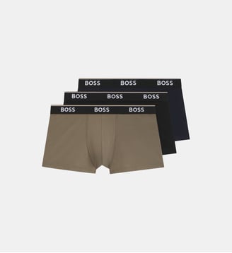 Lot de 3 boxers ceinture siglée - BOSS - Kaki et noir
