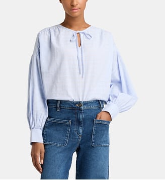 Top à nouer Jessica en coton - Jodhpur - Bleu