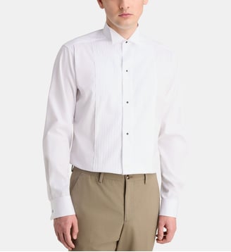 Chemise de gala slim à plastron plissé coton - Eton - Blanc