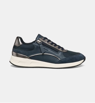 Baskets basses signature Retro zip - Geox - Bleu marine