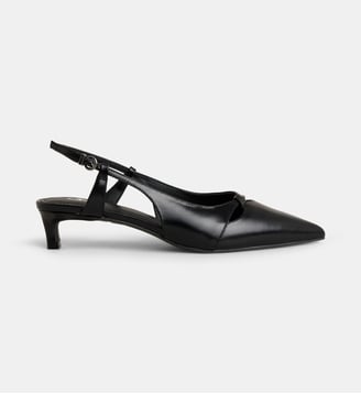 Escarpins slingback kitten Blandine découpes cuir - Galeries Lafayette - Noir