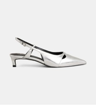 Escarpins slingback kitten Blandine découpes cuir - Galeries Lafayette - Argent