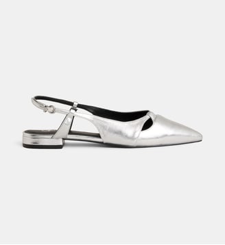 Ballerines slingback plates Beren découpes cuir - Galeries Lafayette - Argent