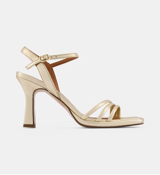 Sandales à talons Billie brides cuir - Galeries Lafayette - Doré