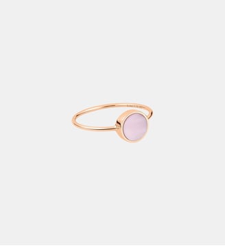 Bague-Mini disque en or rose et nacre rose - Ginette Ny - Nacre rose