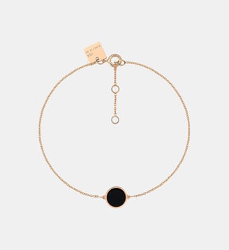 Bracelet en or rose - Mini disque en onyx - Ginette Ny - Noir