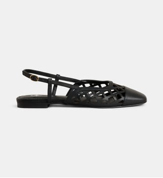 Ballerines slingback plates ajourées Bettina cuir - Galeries Lafayette - Noir