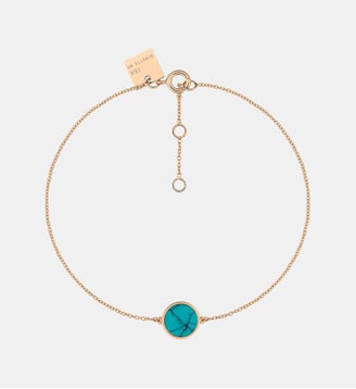 Chaine - Mini disque en or rose et turquoise - Ginette Ny - Turquoise et or