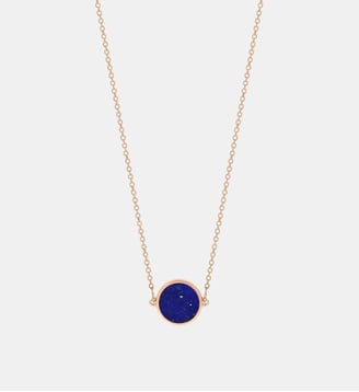 Chaine-Mini disque en or rose et lapis lazuli - Ginette Ny - Bleu