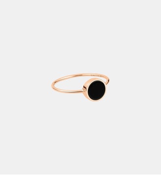 Bague en or rose - Mini disque en onyx - Ginette Ny - Onyx