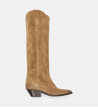 Bottes montantes Denvee en cuir suédé - Isabel Marant - Taupe