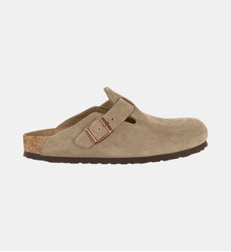 Sabots plats Boston SFB en cuir - Birkenstock - Taupe