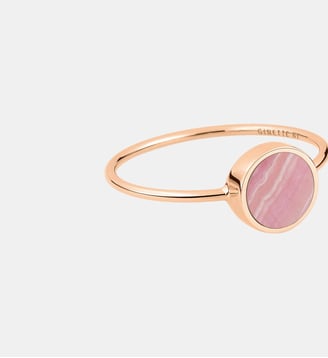Bague en or rose - Mini disque en rhodochrosite - Ginette Ny - Rhodochrosite