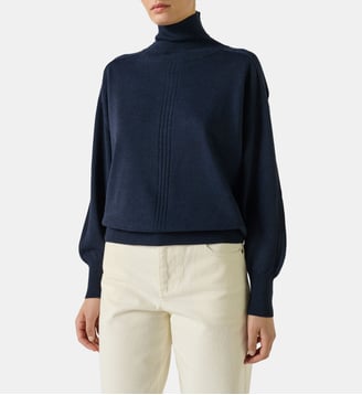 Pull ample Nord en laine mérinos - Soeur - Bleu marine