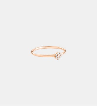 Bague lotus en or rose et mini diamants - Ginette Ny - Diamant blanc