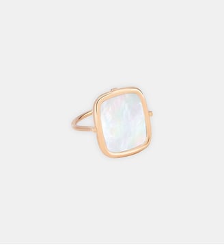 Bague en or rose et nacre blanche - Ginette Ny - Blanc