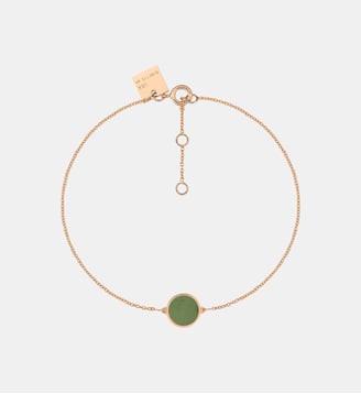 Bracelet-Mini disque en or rose et jade. - Ginette Ny - Jade