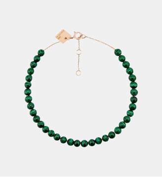 Bracelet boulier en or rose et malachite - Ginette Ny - Or et vert