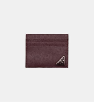 Porte-cartes en cuir Saffiano - Prada - Bordeaux