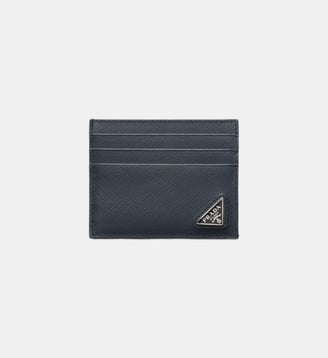 Porte-cartes en cuir Saffiano - Prada - Bleu foncé