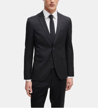 Veste de costume extra slim en twill de laine vierge - BOSS - Noir
