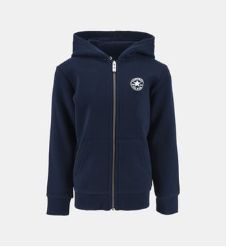 Sweat droit zippé à capuche coton molleton - Converse - Bleu marine