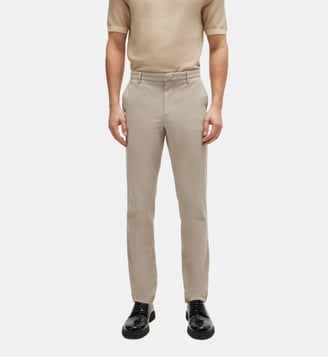 Pantalon chino slim coton stretch mélangé - BOSS - Beige