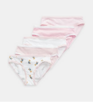 Lot de 5 culottes coton stretch - Polo Ralph Lauren - Rose et blanc