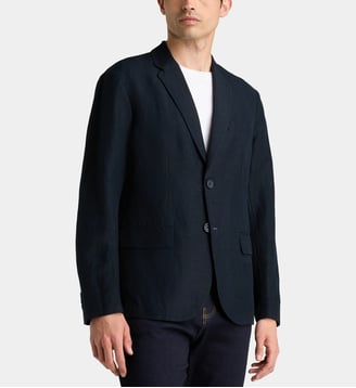 Veste de costume droite en lin mélangé - Armani Exchange - Bleu marine